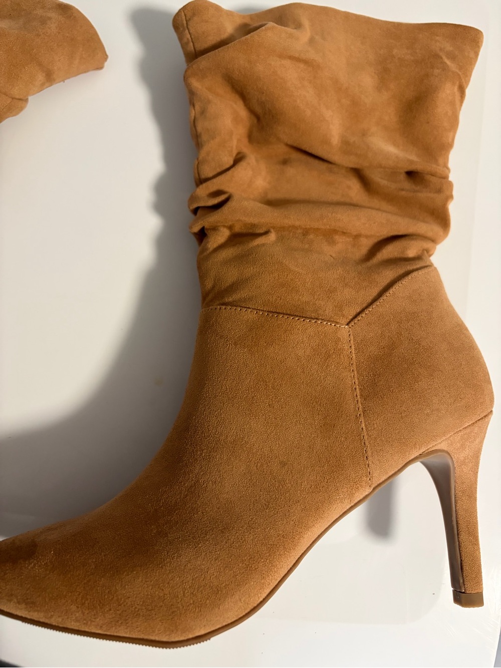 torrid Tan Suede Slouchy Heeled Ankle Boot